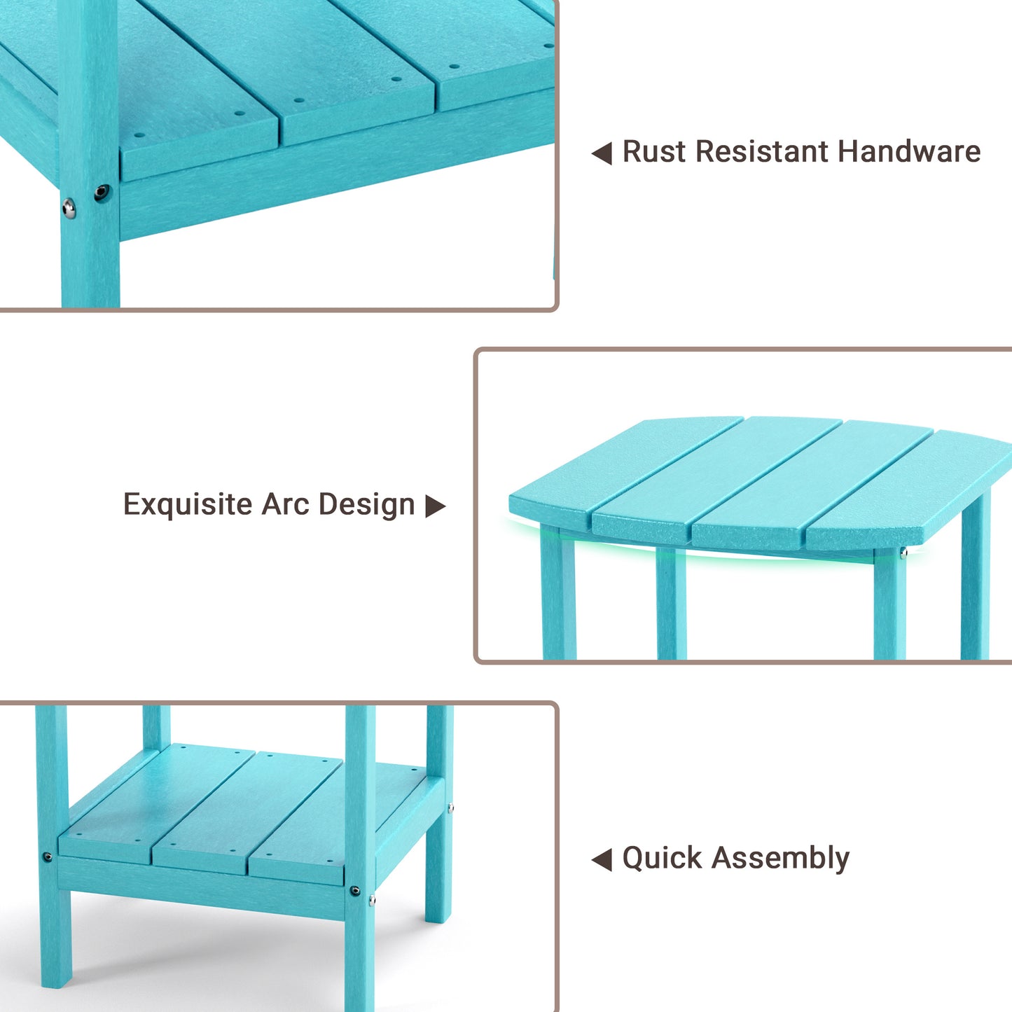 Outdoor Side Table for Adirondack Chairs;  All-Weather Resistant Humidity-Proof Waterproof Stain-Proof Accent Tables