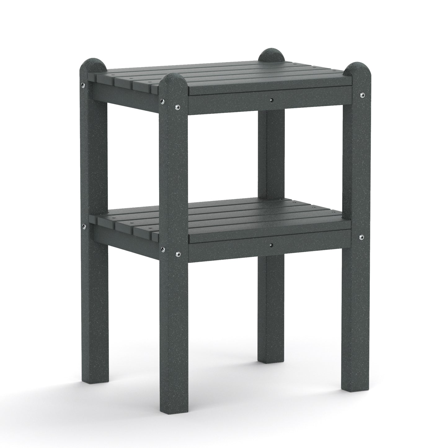 Double outdoor side table;  rectangular patio side table  in HDPE