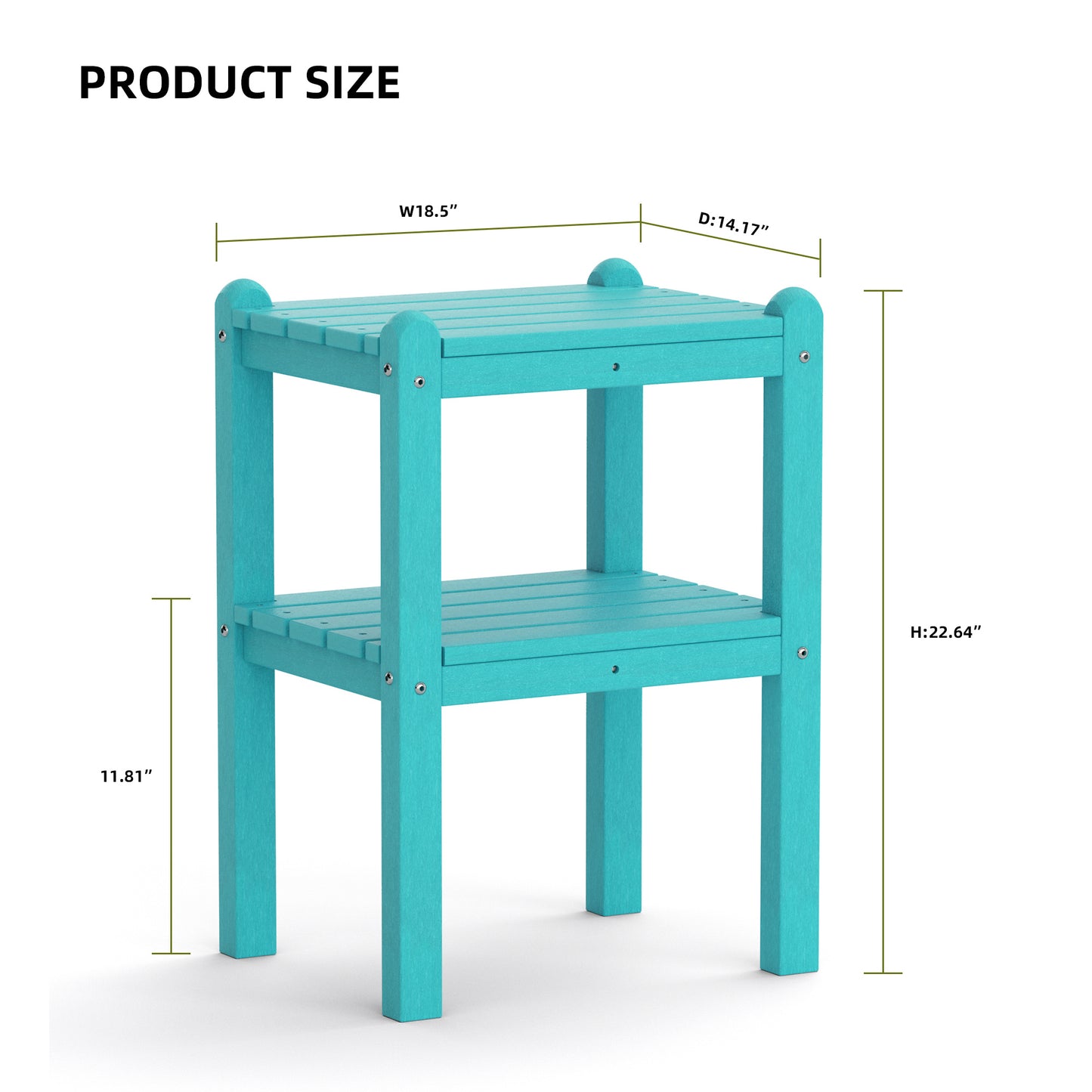 Double outdoor side table;  rectangular patio side table  in HDPE