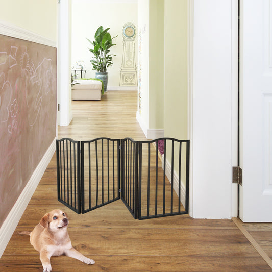 Pet Gate – Dog Gate for Doorways;  Stairs or House – Freestanding;  Folding ;  Dark brown; Arc Wooden