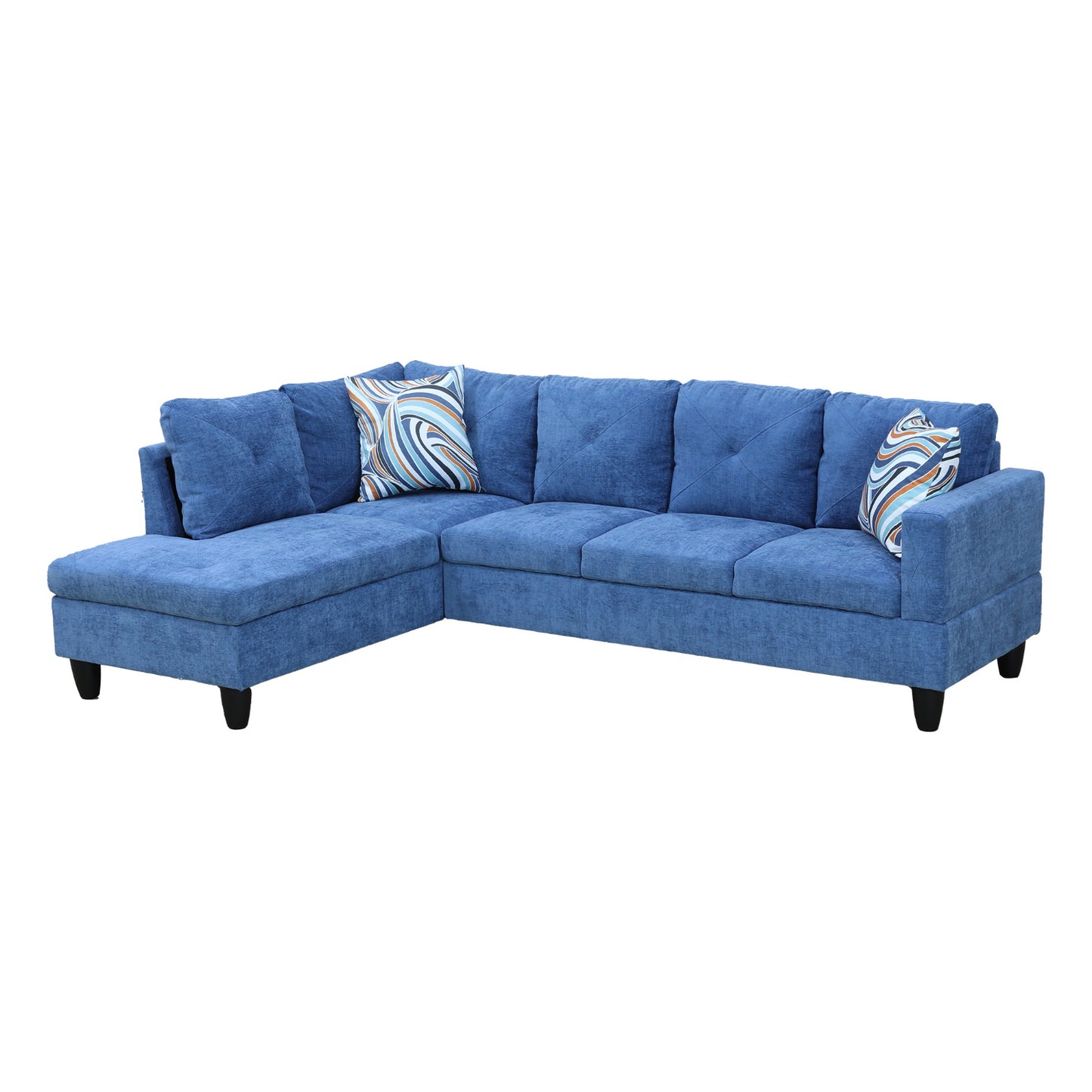 Blue Linen 3-Piece Living Room Sofa Set A