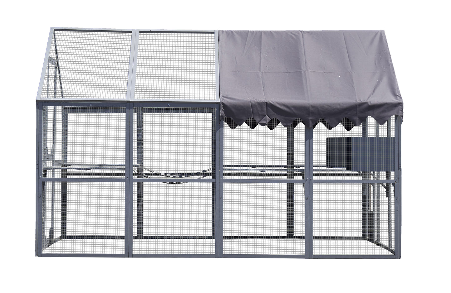 Outdoor Chicken Coop Enclosures 110" Large Kitten Playpen with Platforms,Upgrade Waterproof Cover-GREY