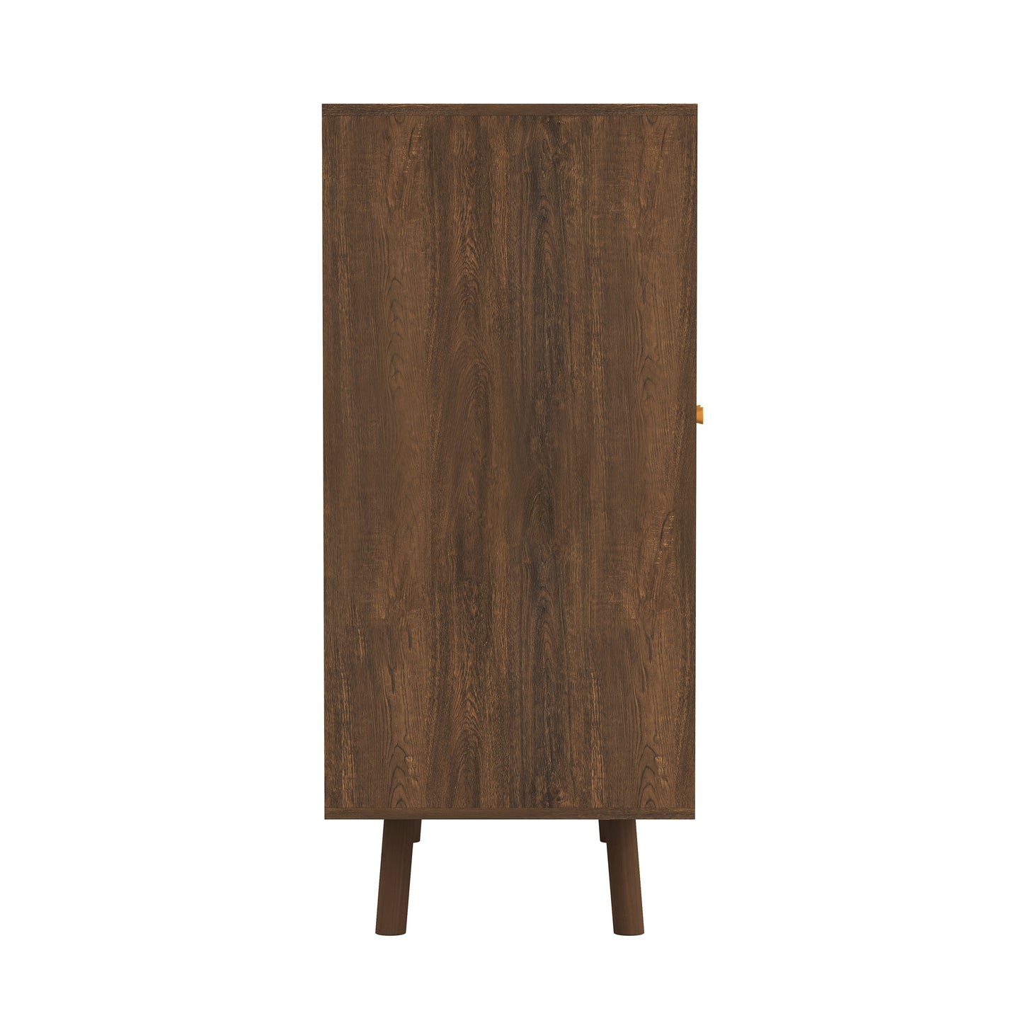 Bohemian Bar Cabinet, Natural Rattan Doors, Removable Wine Rack in Walnut