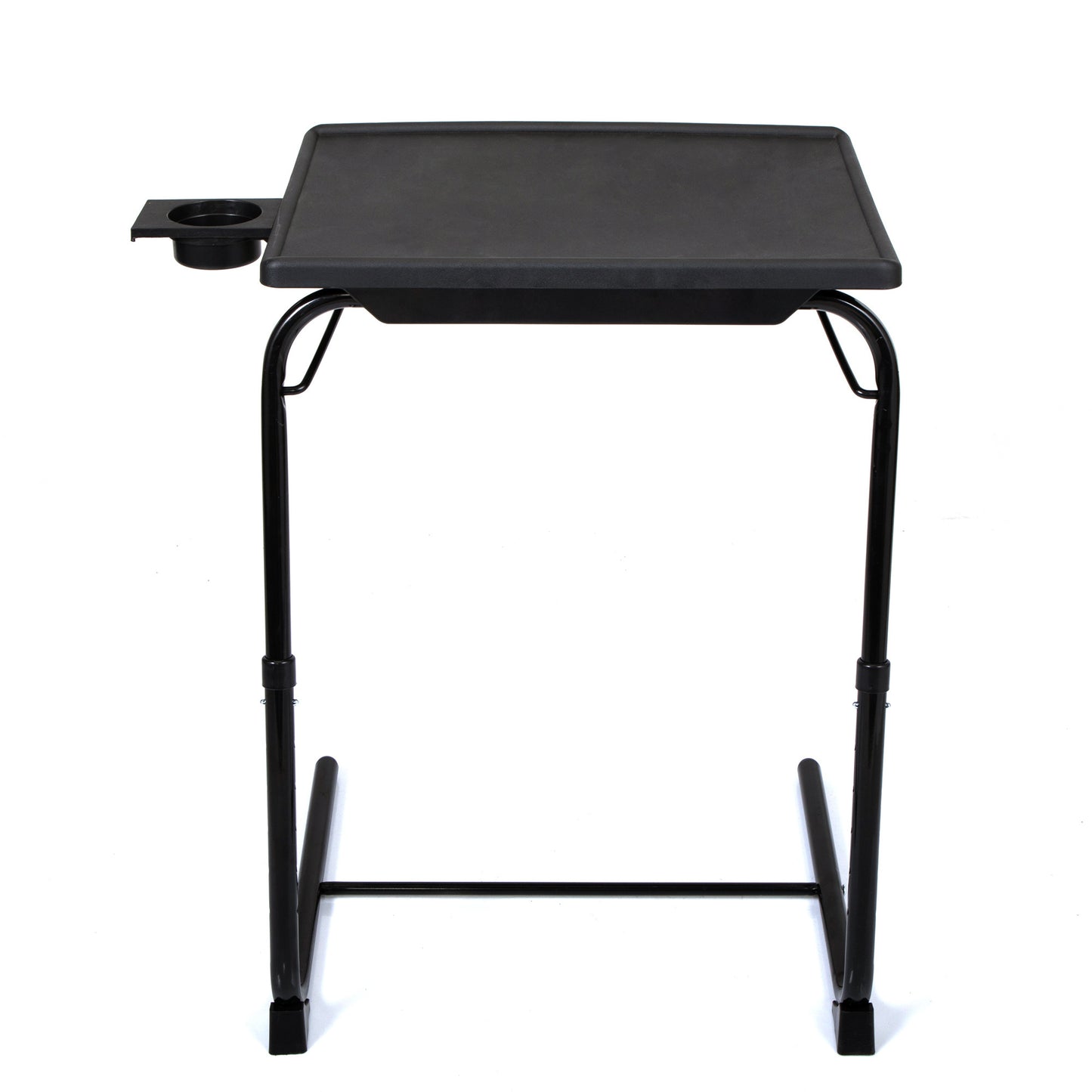 Adjustable TV Tray Table with Cup Holder;  Folding TV Dinner Table with 6 Height and 3 Tilt Angle Adjustments