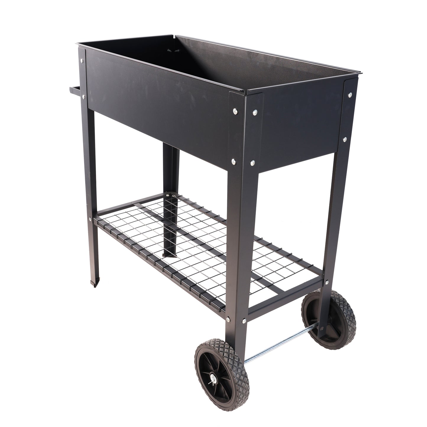 Aveyas Mobile Metal Raised Garden Bed Cart with Legs, Elevated Tall Planter Box with Wheels for Outdoor Indoors House Patio Backyard Vegetables Tomato DIY Herb Grow (Black)