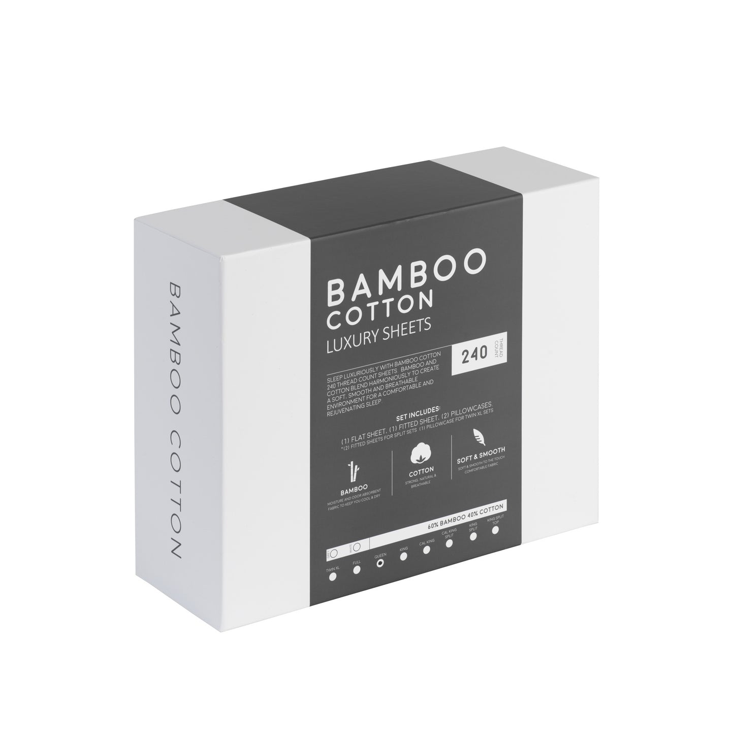 Bamboo Cotton Sheets Soft and Smooth with Viscose from Bamboo Light Grey Cal King Split Head