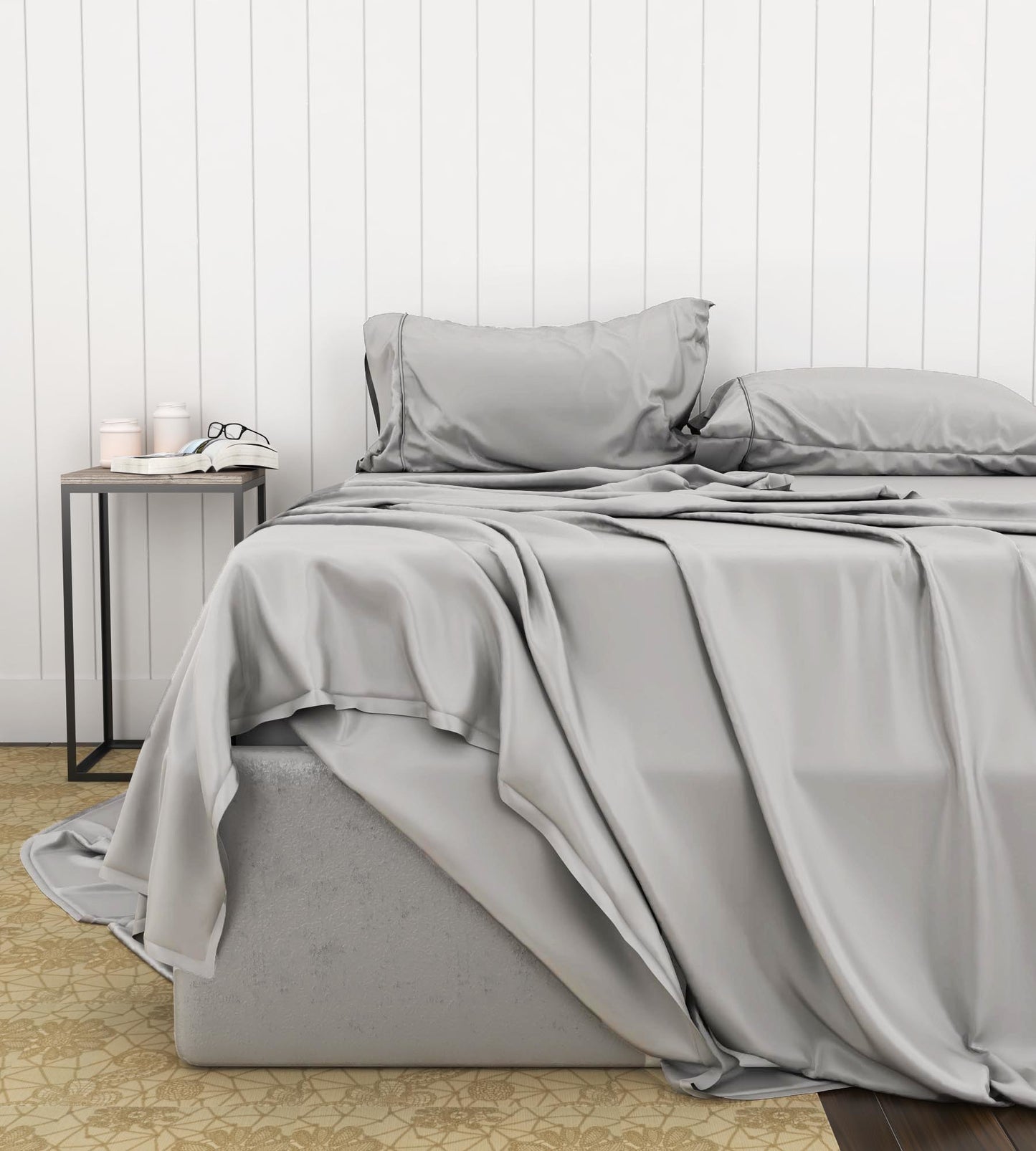 Bamboo Cotton Sheets Soft and Smooth with Viscose from Bamboo Light Grey Cal King Split