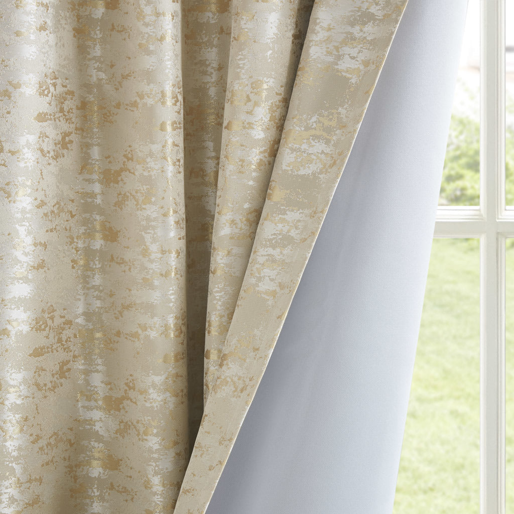 Jacquard Lined Total Blackout Rod Pocket/Back Tab Curtain Panel