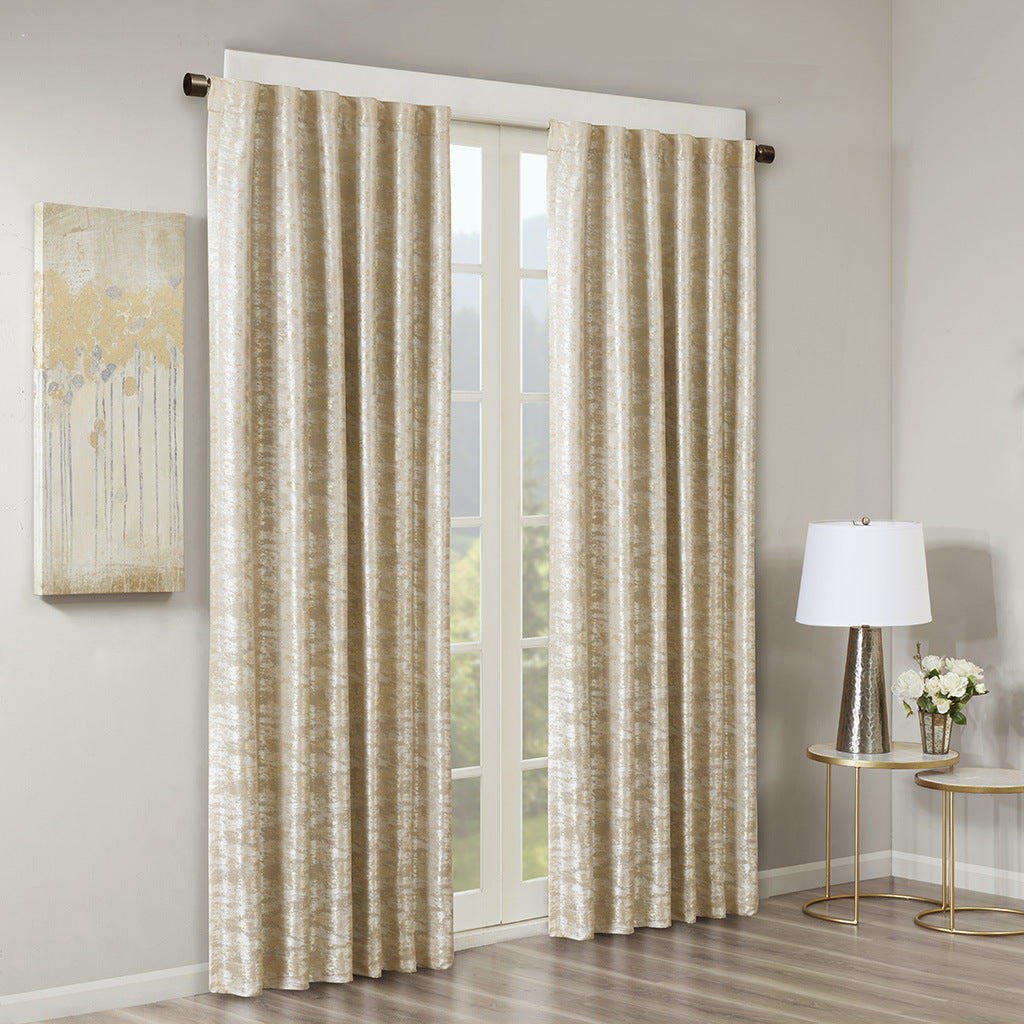 Jacquard Lined Total Blackout Rod Pocket/Back Tab Curtain Panel