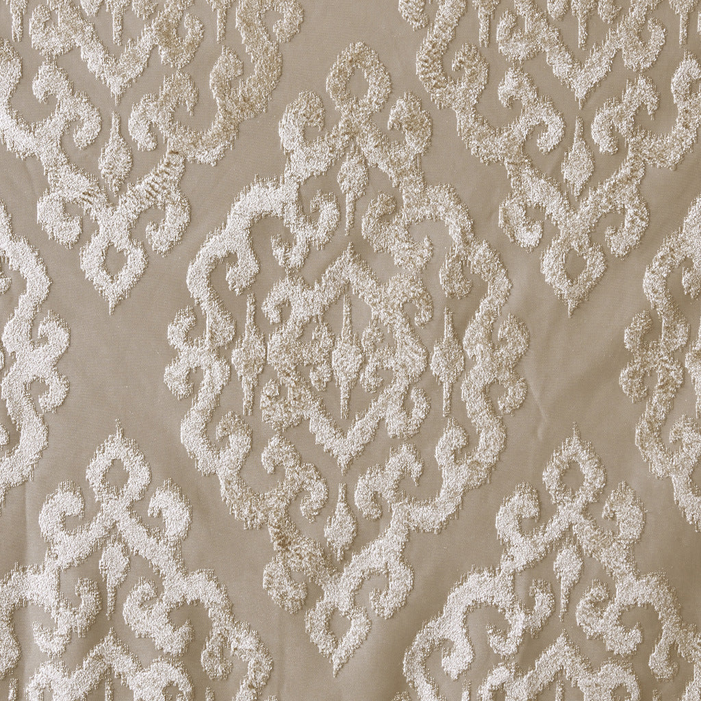 Knitted Jacquard Damask Total Blackout Grommet Top Curtain Panel