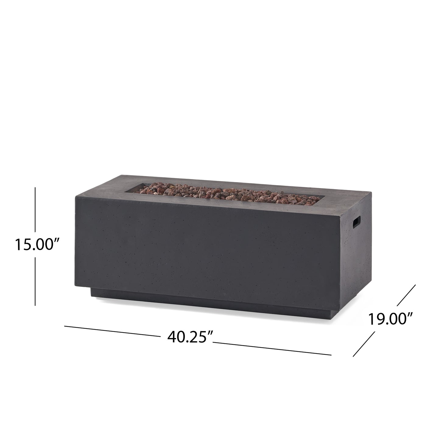 40" RECTANGULAR MGO FIRE PIT - 40 000 BTU WITH TANK HOLDER