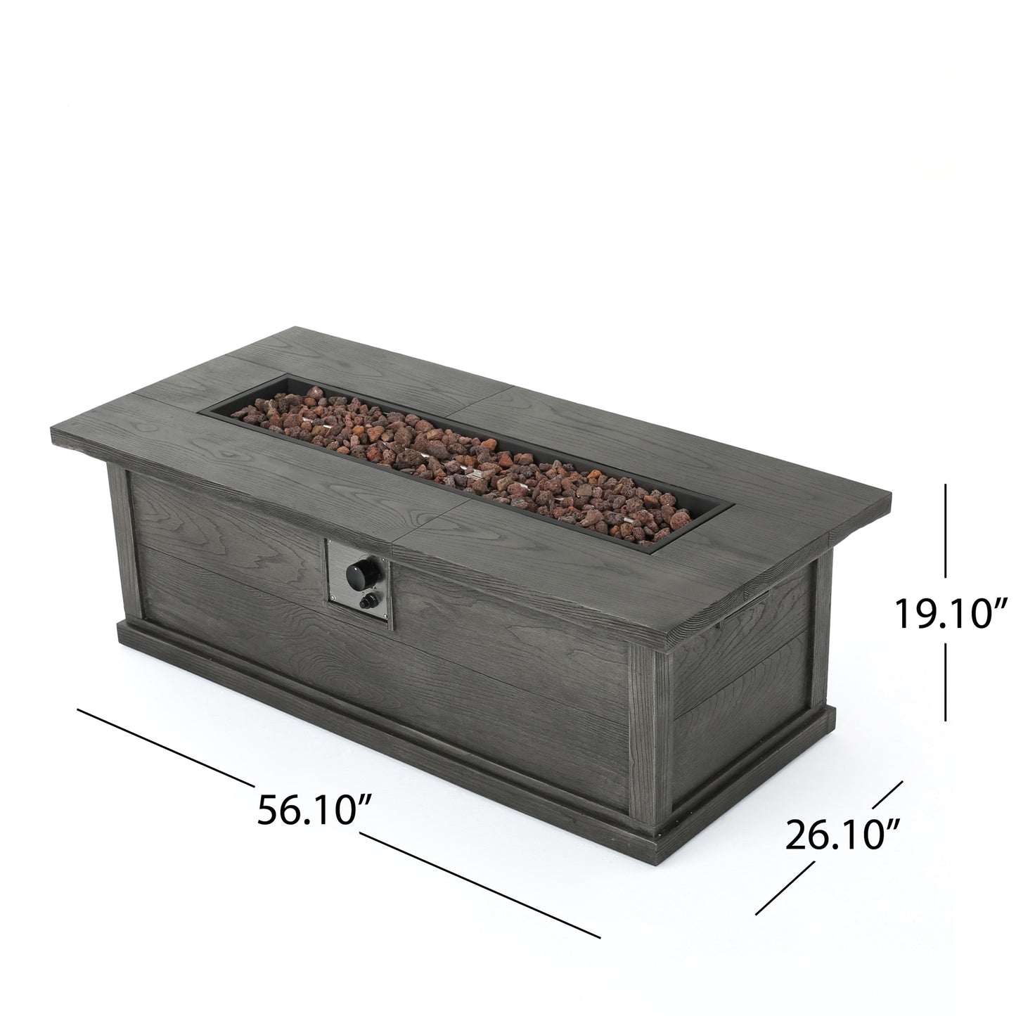 Oxide 56" WOOD RECTANGULAR MGO FIRE TABLE BROWN - 50 000 BTU