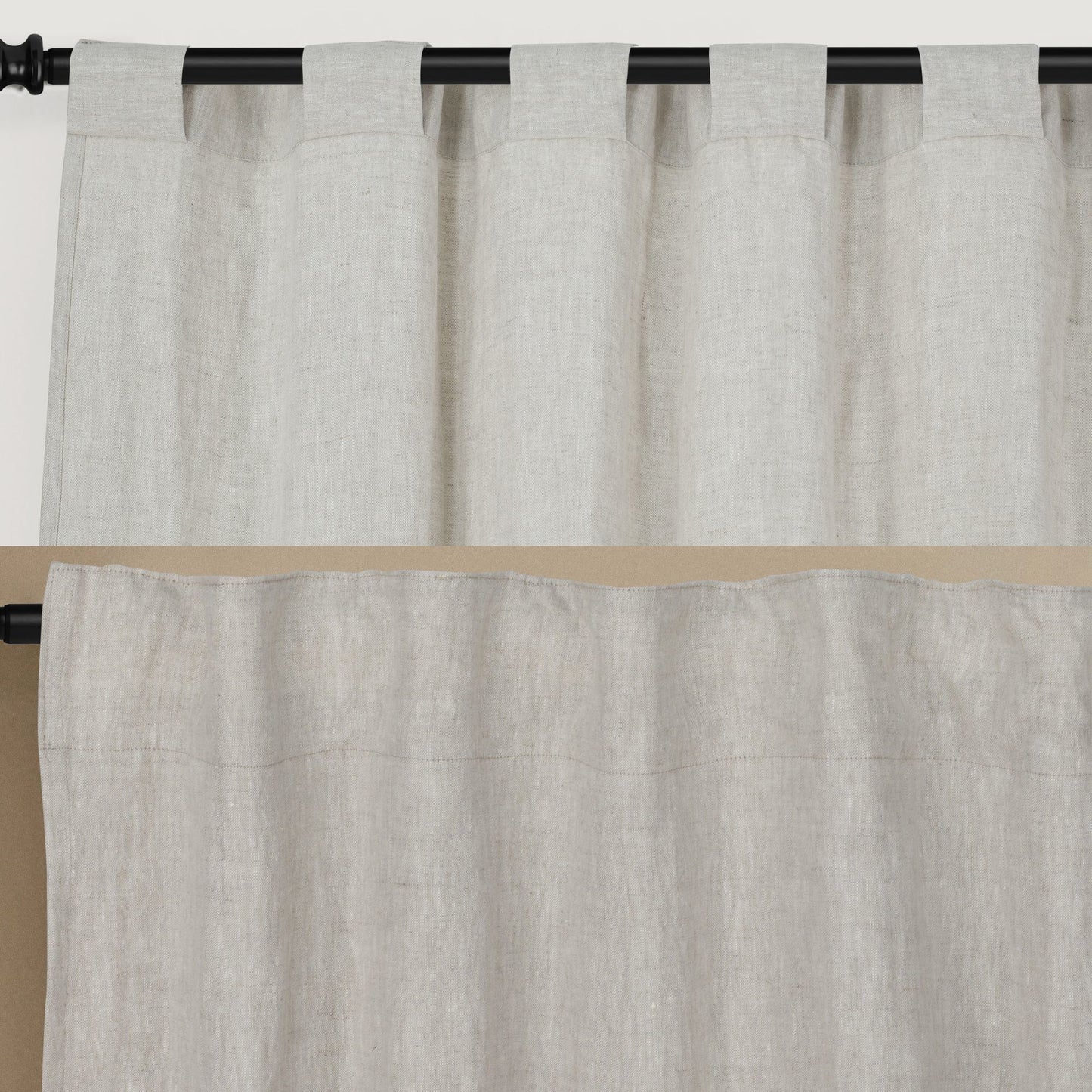 Newport Unlined Window Curtains for Bedroom, Linen Curtains for Living Room, 96 Inches Long Curtains for Living Room, Greige