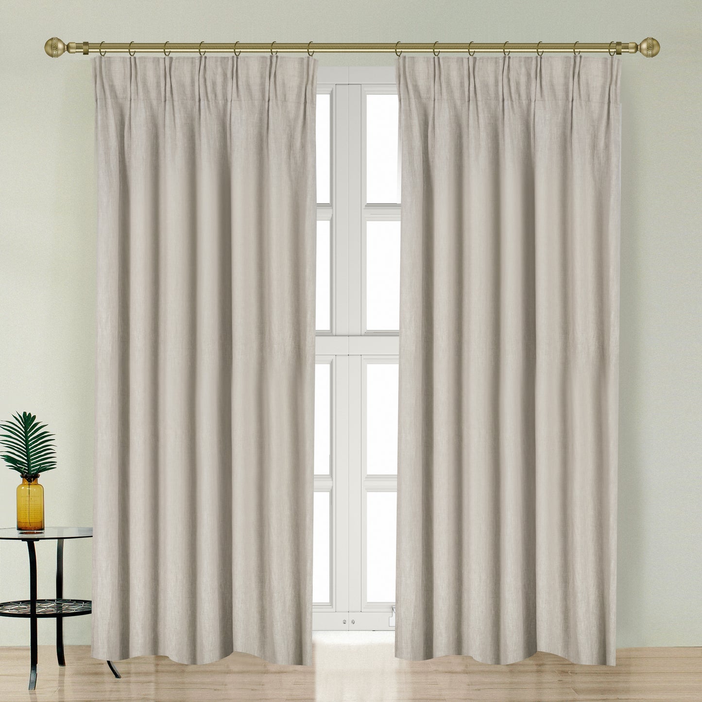 Newport Cotton Lining Window Curtains for Bedroom, Linen Curtains for Living Room, 108 Inches Long Curtains for Living Room, Greige