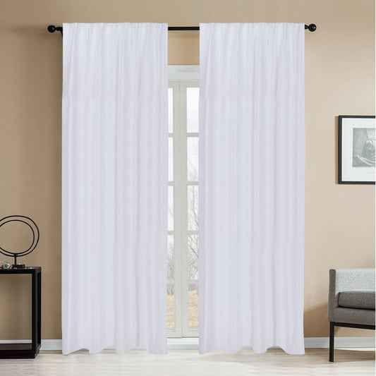 Newport Unlined Window Curtains for Bedroom, Linen Curtains for Living Room, 108 Inches Long Curtains for Living Room, White