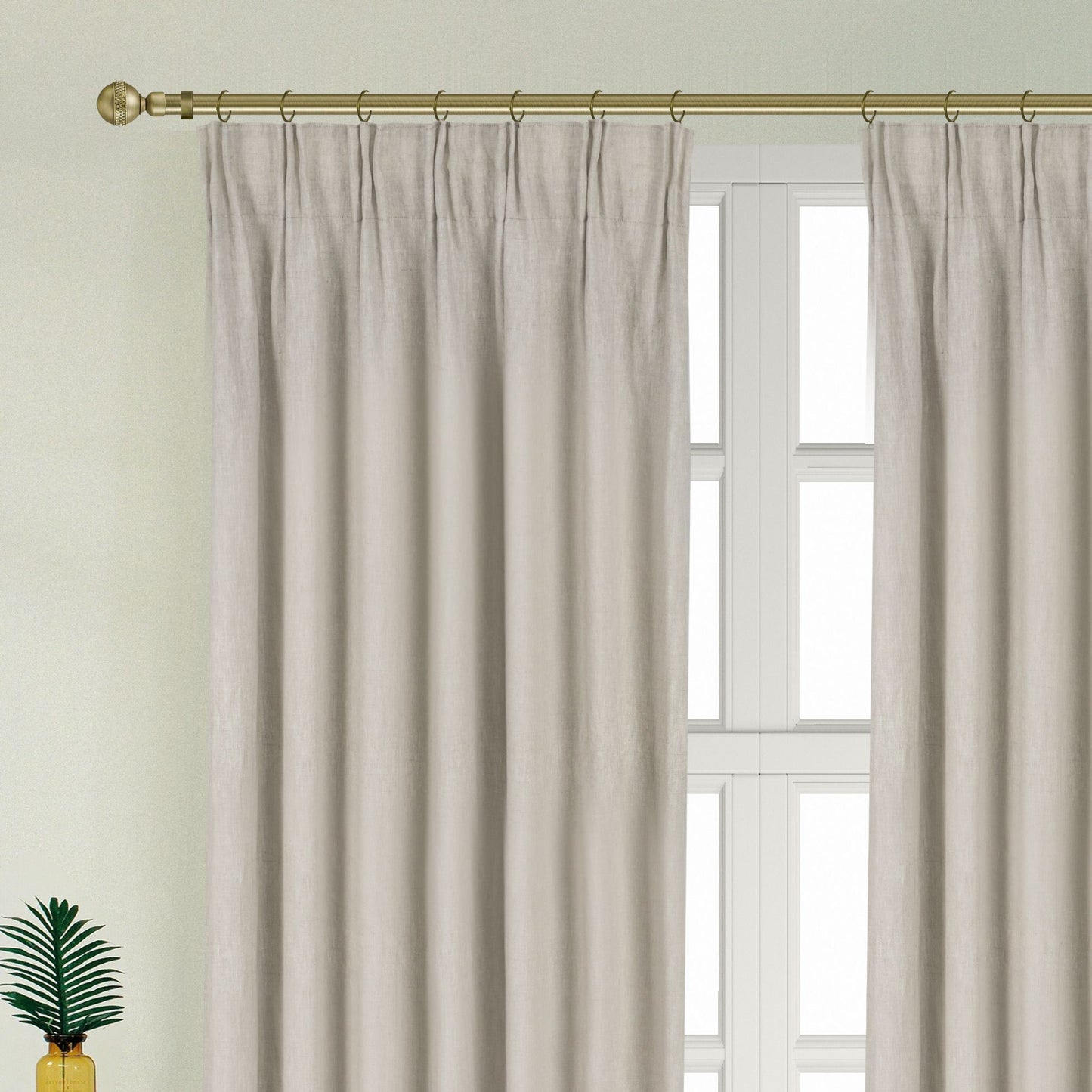 Newport Cotton Lining Window Curtains for Bedroom, Linen Curtains for Living Room, 96 Inches Long Curtains for Living Room, Greige