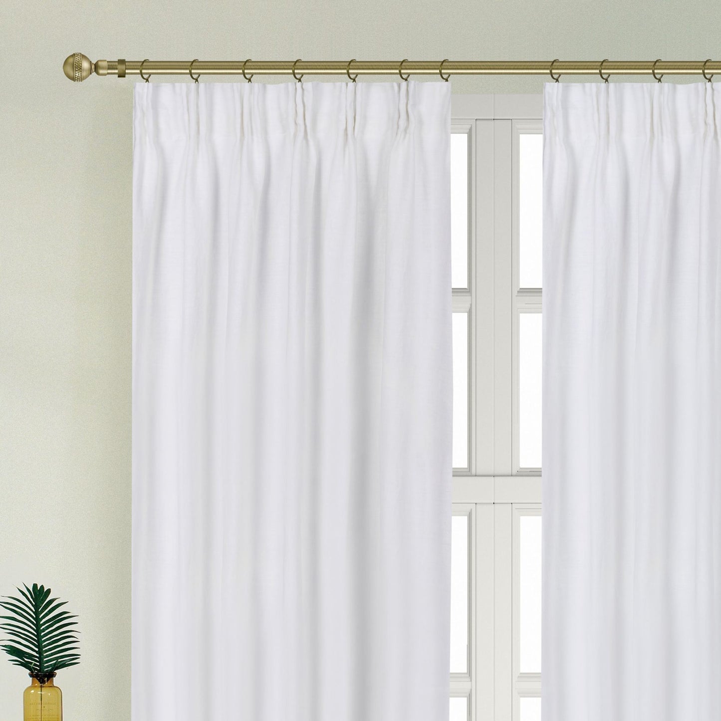 Newport Cotton Lining Window Curtains for Bedroom, Linen Curtains for Living Room, 96 Inches Long Curtains for Living Room, Soft White