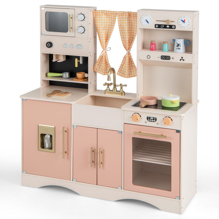 Kids Kitchen Playset with Microwave and Coffee Maker for Ages 3+