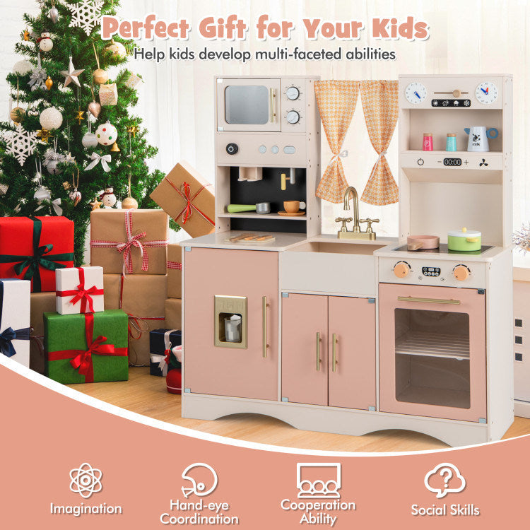 Kids Kitchen Playset with Microwave and Coffee Maker for Ages 3+