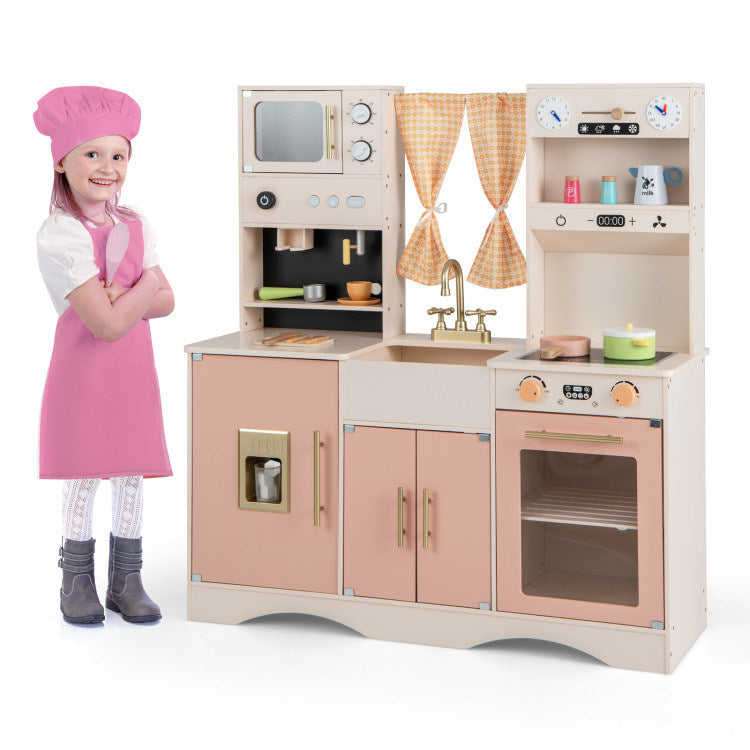 Kids Kitchen Playset with Microwave and Coffee Maker for Ages 3+