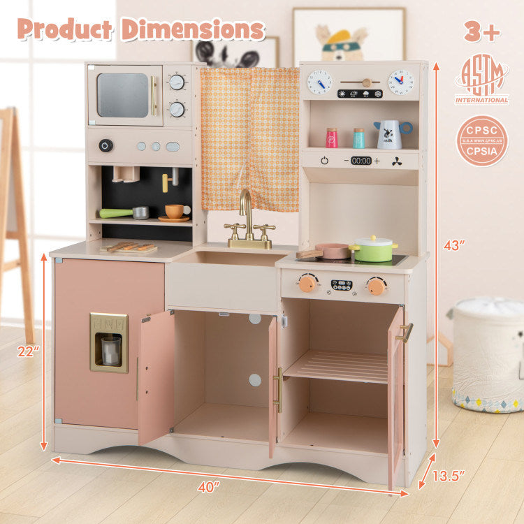 Kids Kitchen Playset with Microwave and Coffee Maker for Ages 3+