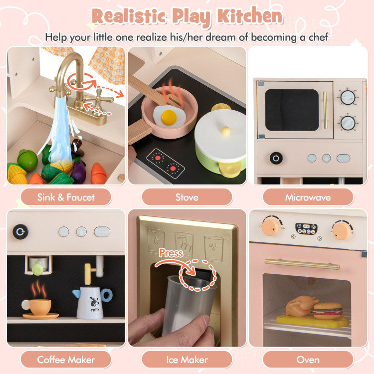 Kids Kitchen Playset with Microwave and Coffee Maker for Ages 3+