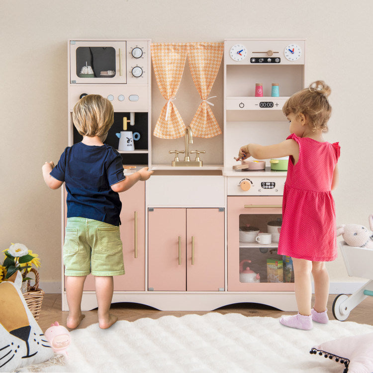 Kids Kitchen Playset with Microwave and Coffee Maker for Ages 3+