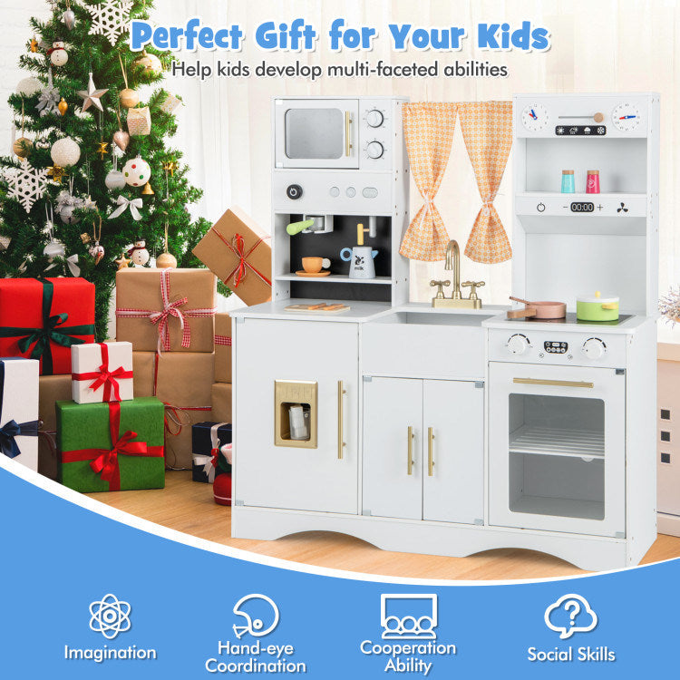 Kids Kitchen Playset with Microwave and Coffee Maker for Ages 3+