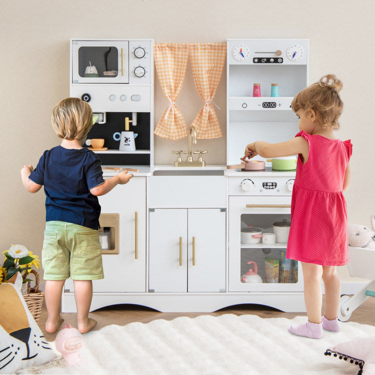 Kids Kitchen Playset with Microwave and Coffee Maker for Ages 3+