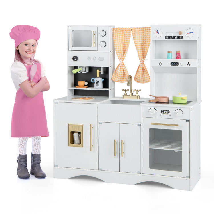 Kids Kitchen Playset with Microwave and Coffee Maker for Ages 3+