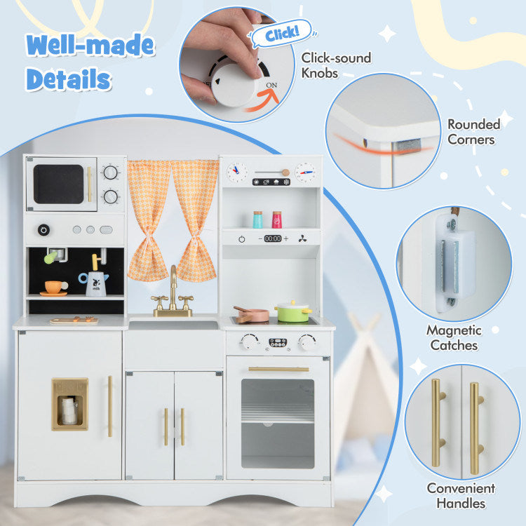 Kids Kitchen Playset with Microwave and Coffee Maker for Ages 3+