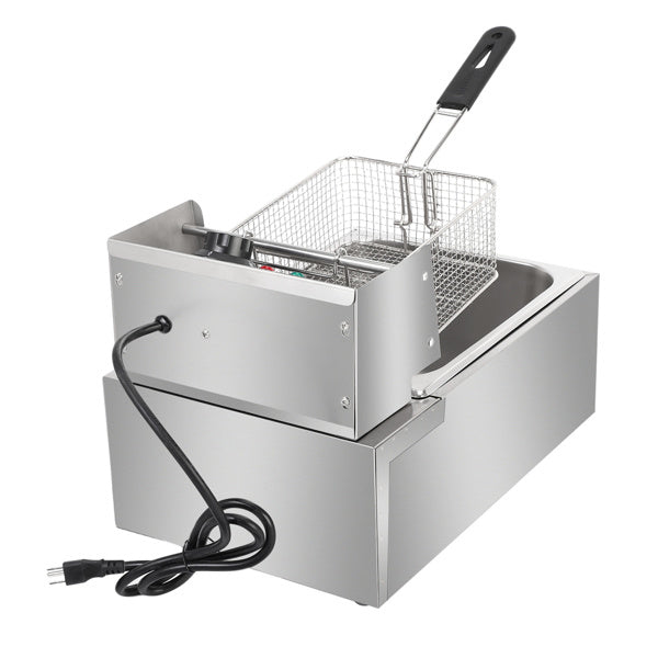 EH81 2500W MAX 110V 6.3QT/6L Stainless Steel Single Cylinder Electric Fryer US Plug