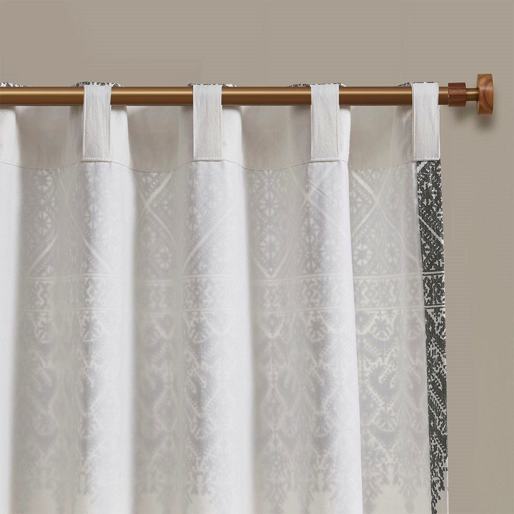 Cotton Printed Curtain Panel with Chenille detail and Lining