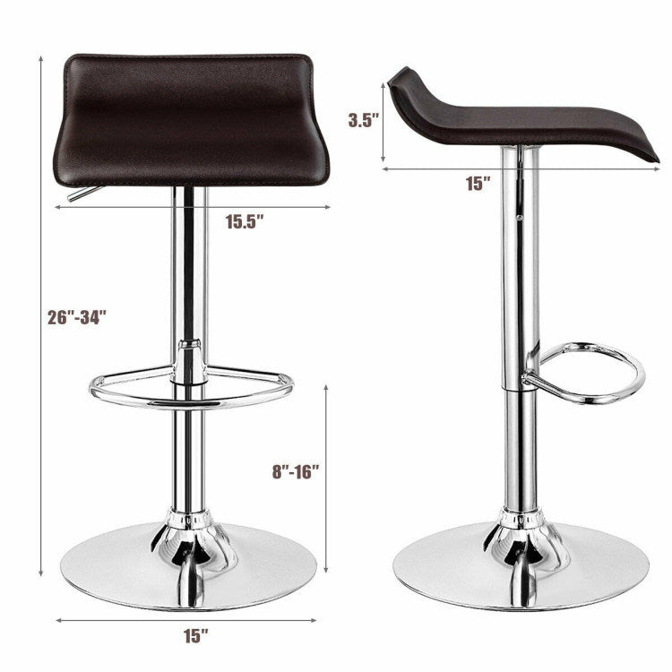 Set of 2 Modern Design Adjustable PU Leather Backless Bar Stools