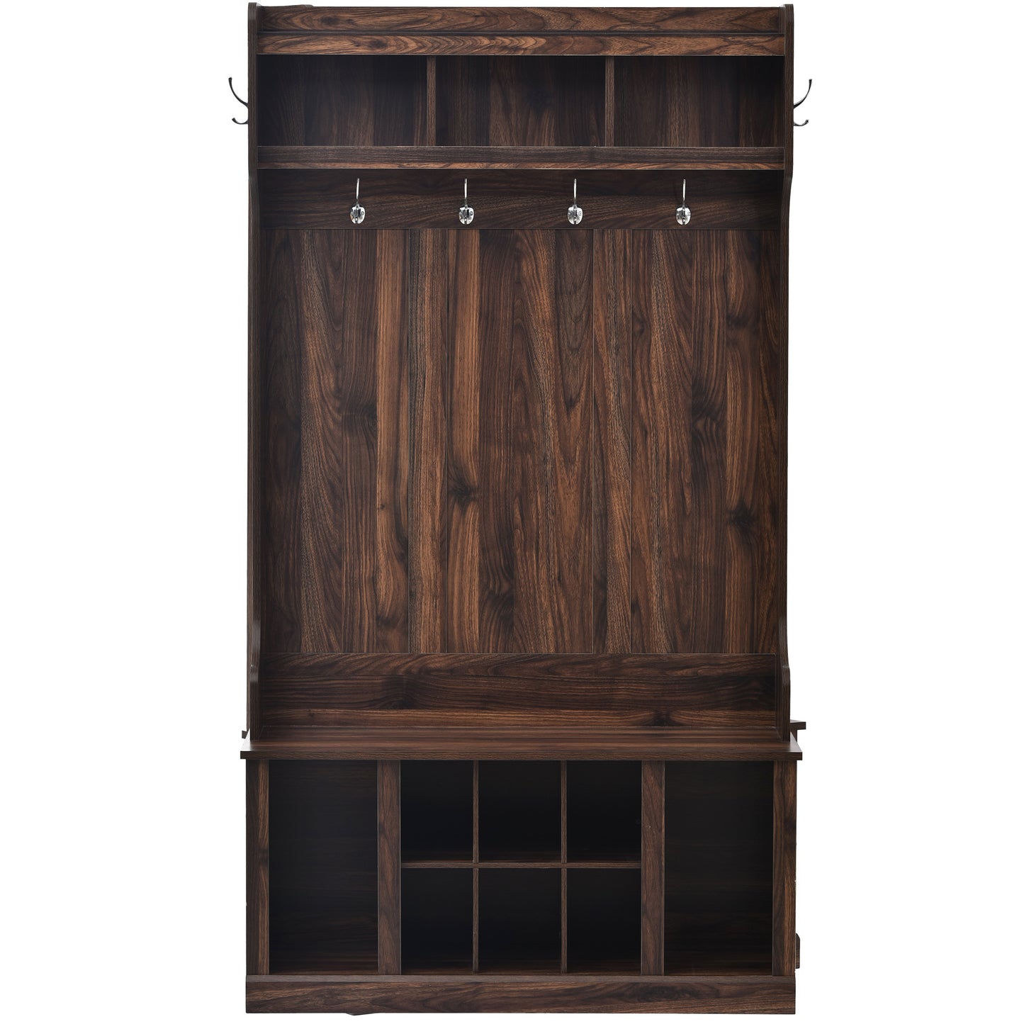 Hall Tree with 6 Hooks , Coat Hanger, Entryway Bench, Storage Bench, 3-in-1 Design, 39.4INCH, for Entrance, Hallway