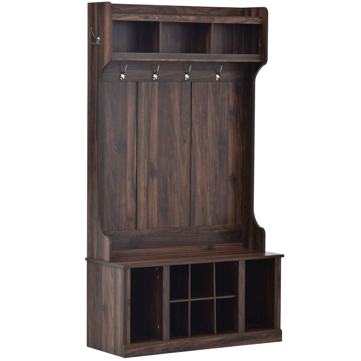 Hall Tree with 6 Hooks , Coat Hanger, Entryway Bench, Storage Bench, 3-in-1 Design, 39.4INCH, for Entrance, Hallway