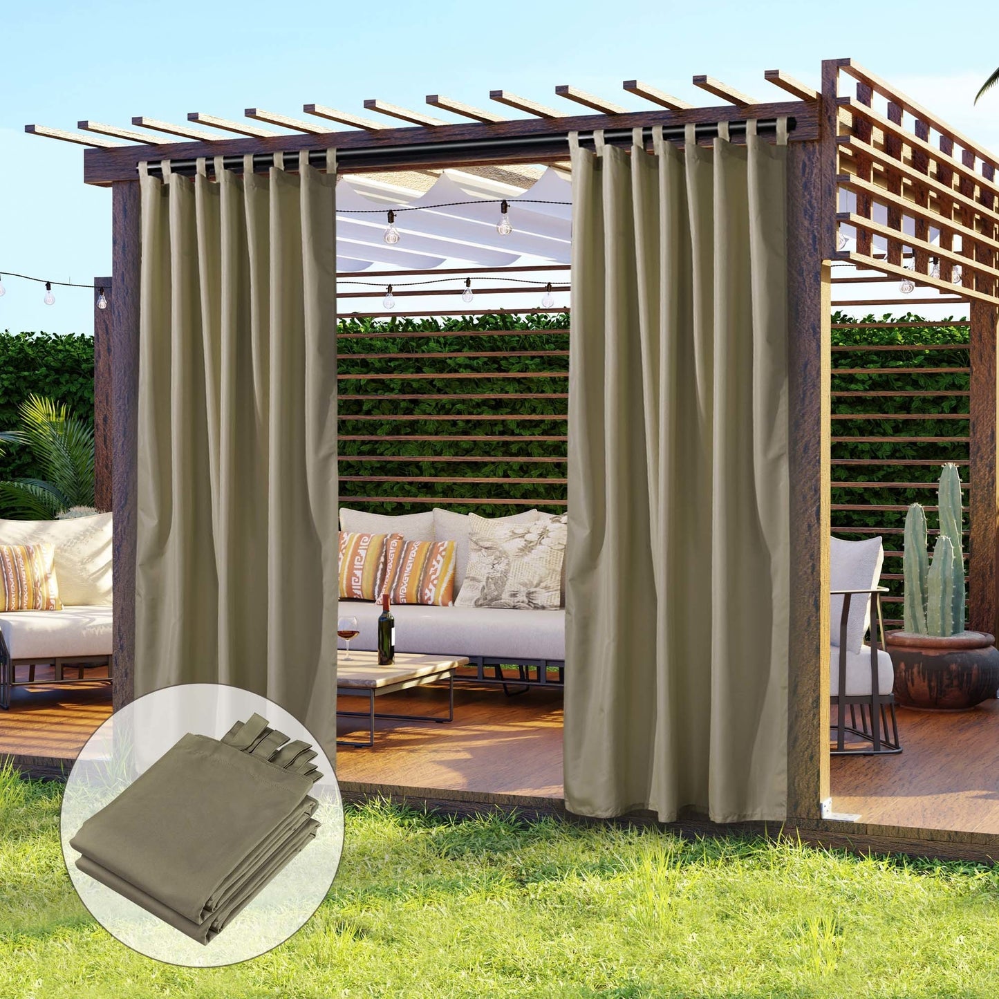 4 pcs W54*L84in Outdoor Patio Curtain/Coffee Liqueur