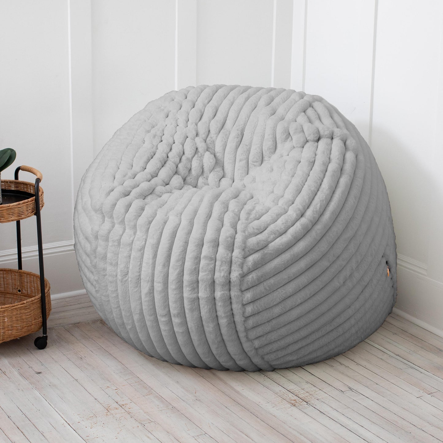 Jaxx Saxx 5 Foot Large Bean Bag w/ Removable Cover, Mondo Fur - Grey