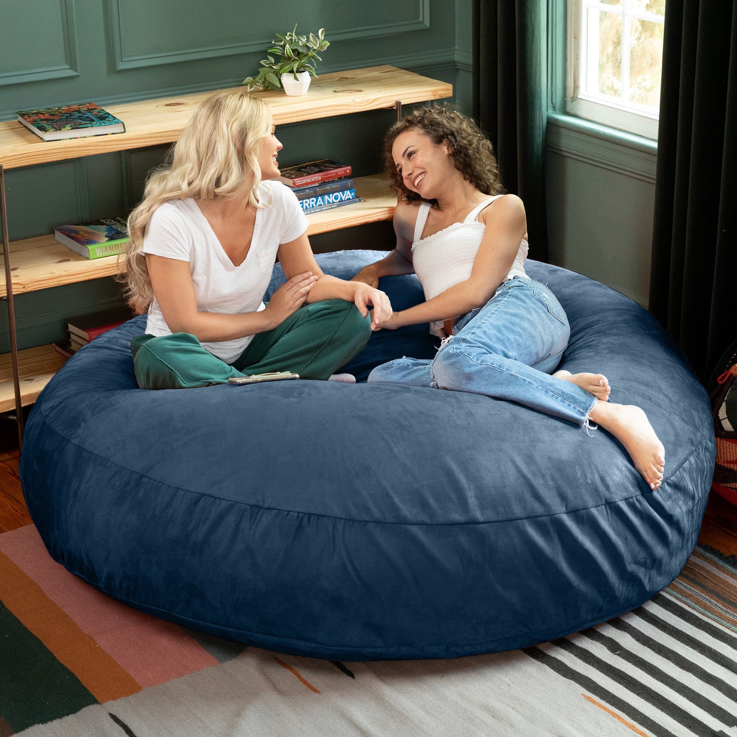 Jaxx 6 ft Cocoon - Large Bean Bag Chair for Adults, Navy