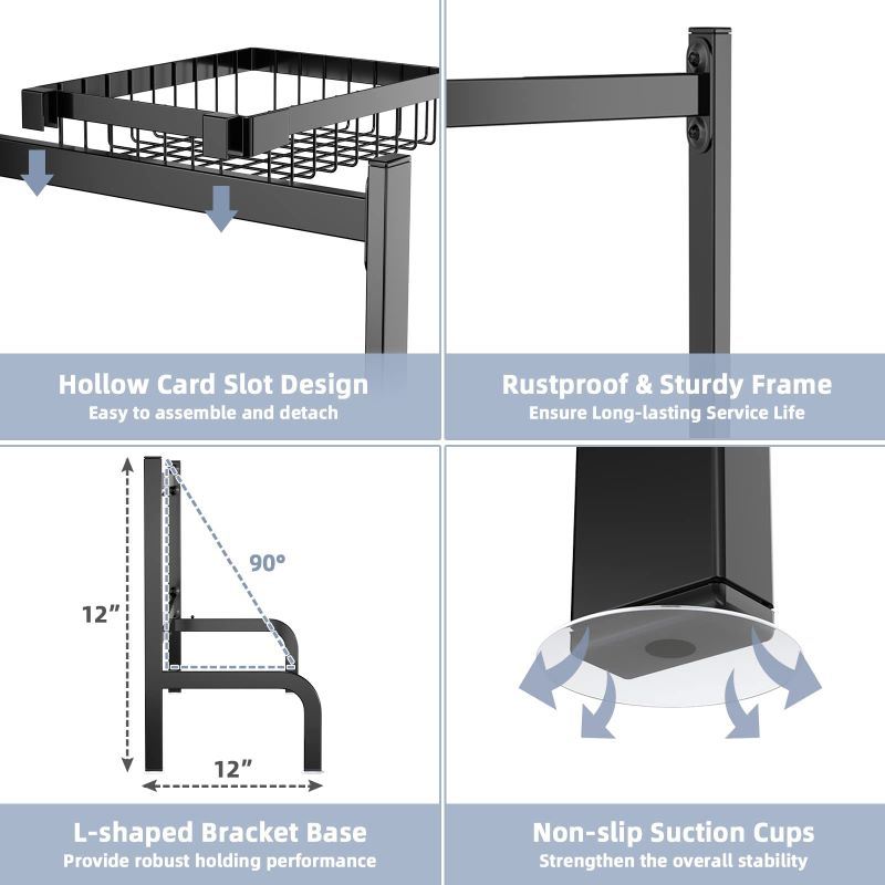 Adjustable Over Sink Dish Drying Rack with Hooks