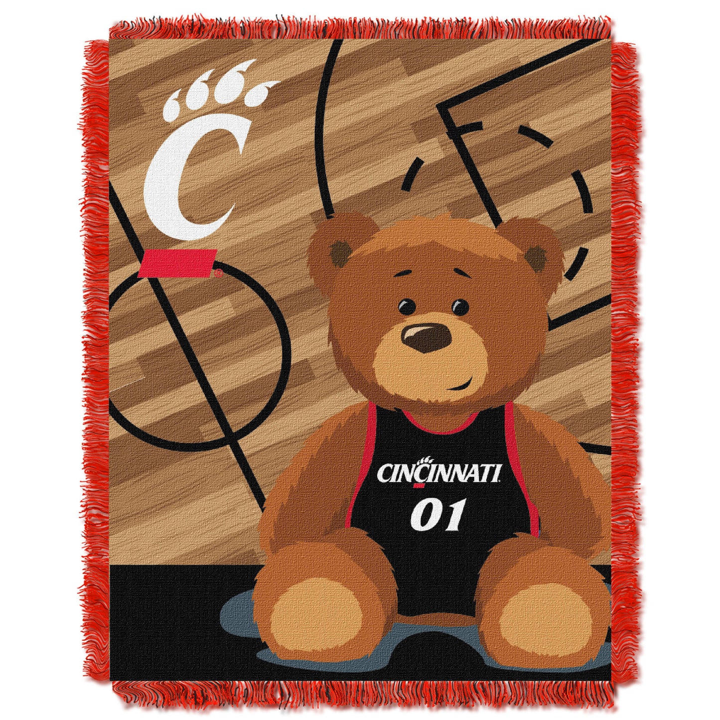 Cincinnati OFFICIAL Collegiate "Half Court" Baby Woven Jacquard Throw