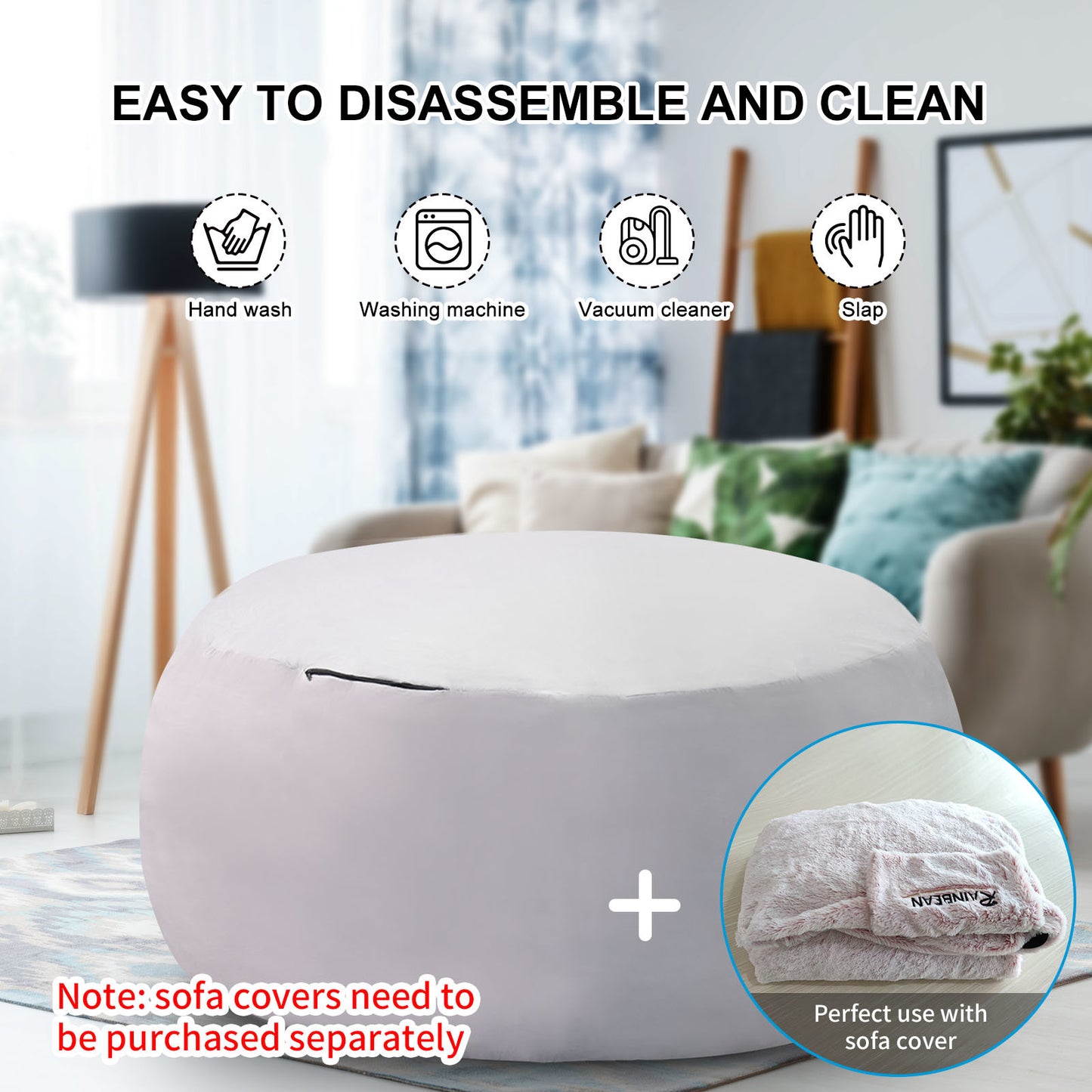 Bean Bag Chair Filler;  60lb Filling Shredded Memory Foam with Inner Liner; Easy to Install and Remove; High Elastic Density - Safe and Healthy; Fits 150cm Giant Bean Bag Cover. (60lb/27kg)