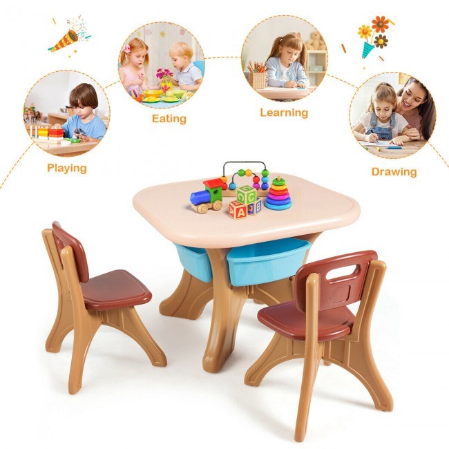 Kids Activity Table and Chair Set Play Furniture with Storage