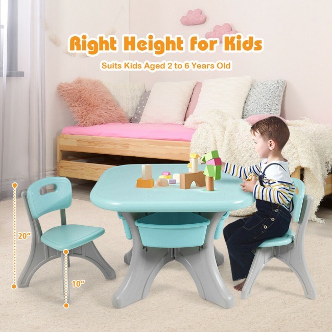 Kids Activity Table and Chair Set Play Furniture with Storage