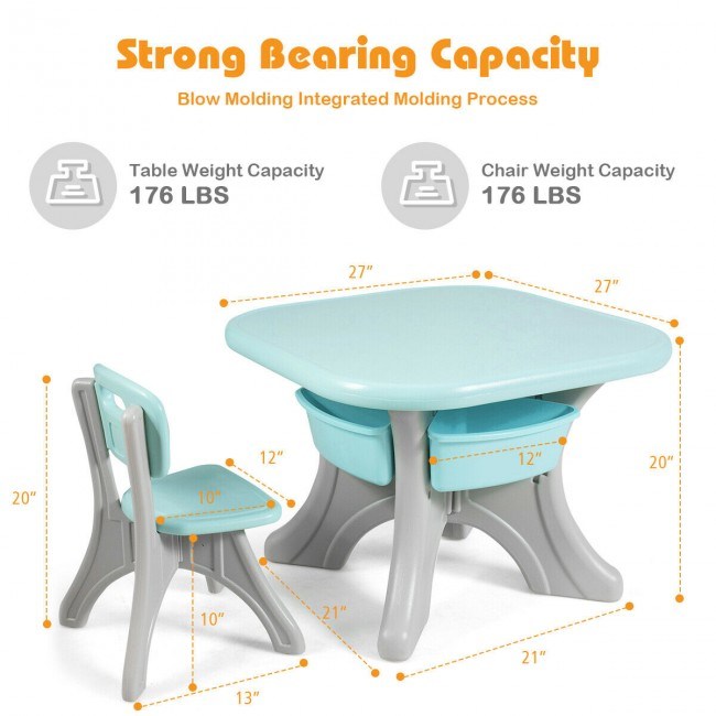 Kids Activity Table and Chair Set Play Furniture with Storage