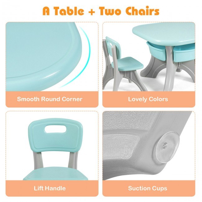 Kids Activity Table and Chair Set Play Furniture with Storage