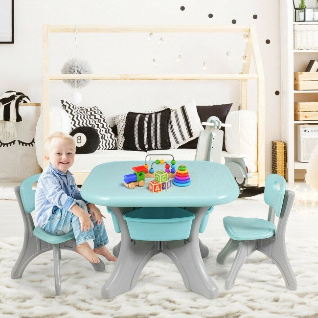 Kids Activity Table and Chair Set Play Furniture with Storage