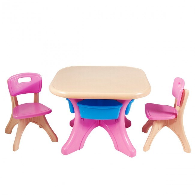 Kids Activity Table and Chair Set Play Furniture with Storage