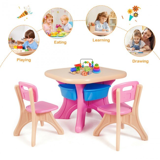 Kids Activity Table and Chair Set Play Furniture with Storage