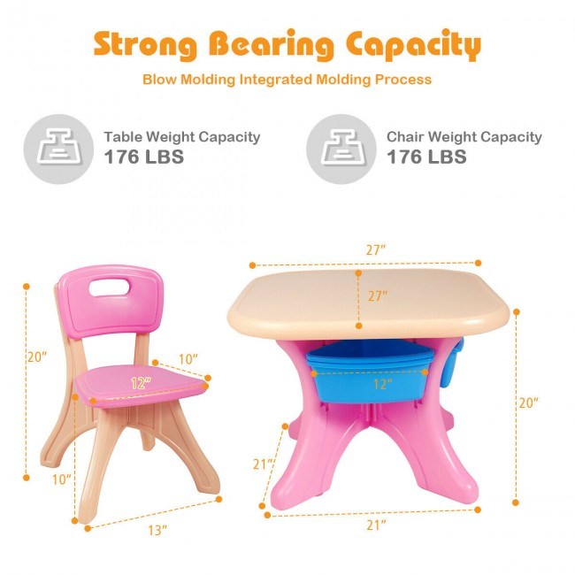 Kids Activity Table and Chair Set Play Furniture with Storage